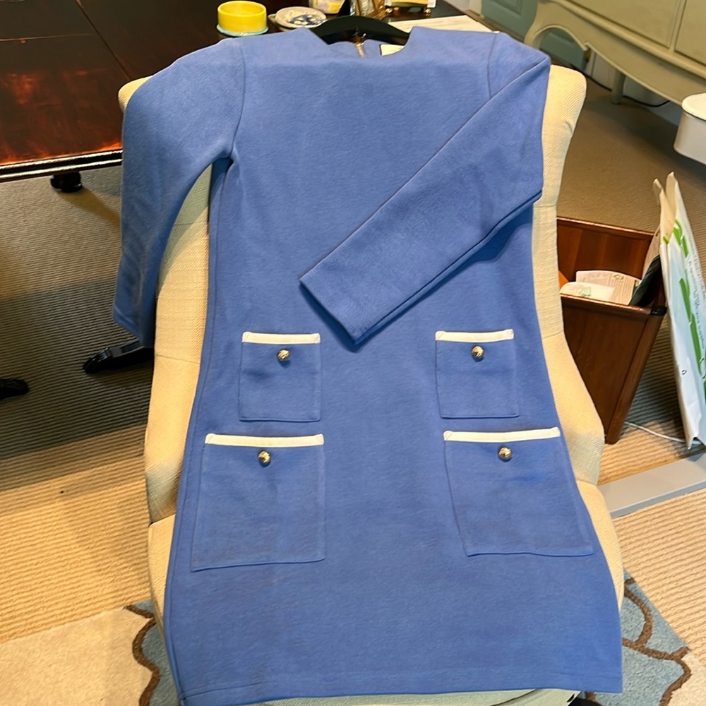 Tuckernuck Blue Shift Dress with White Trim